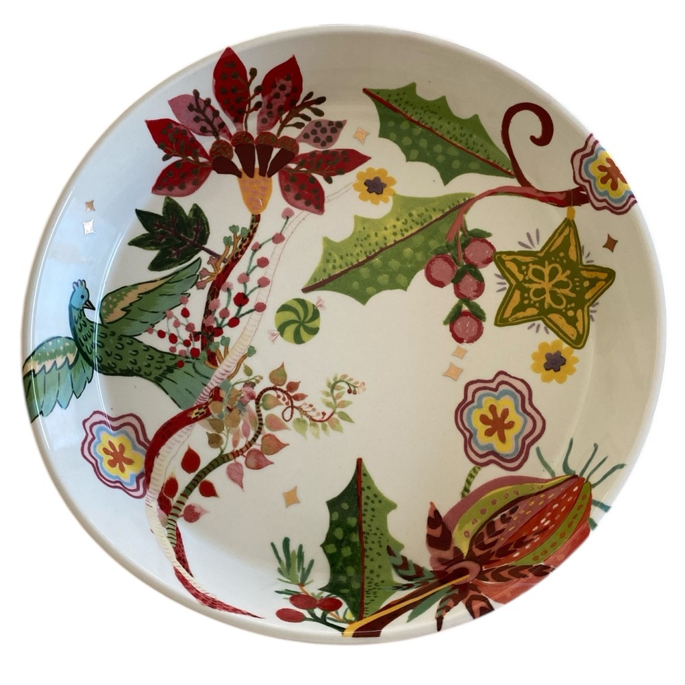 ANTHROPOLOGIE Festive Coco Floral Plate/Pie Dish